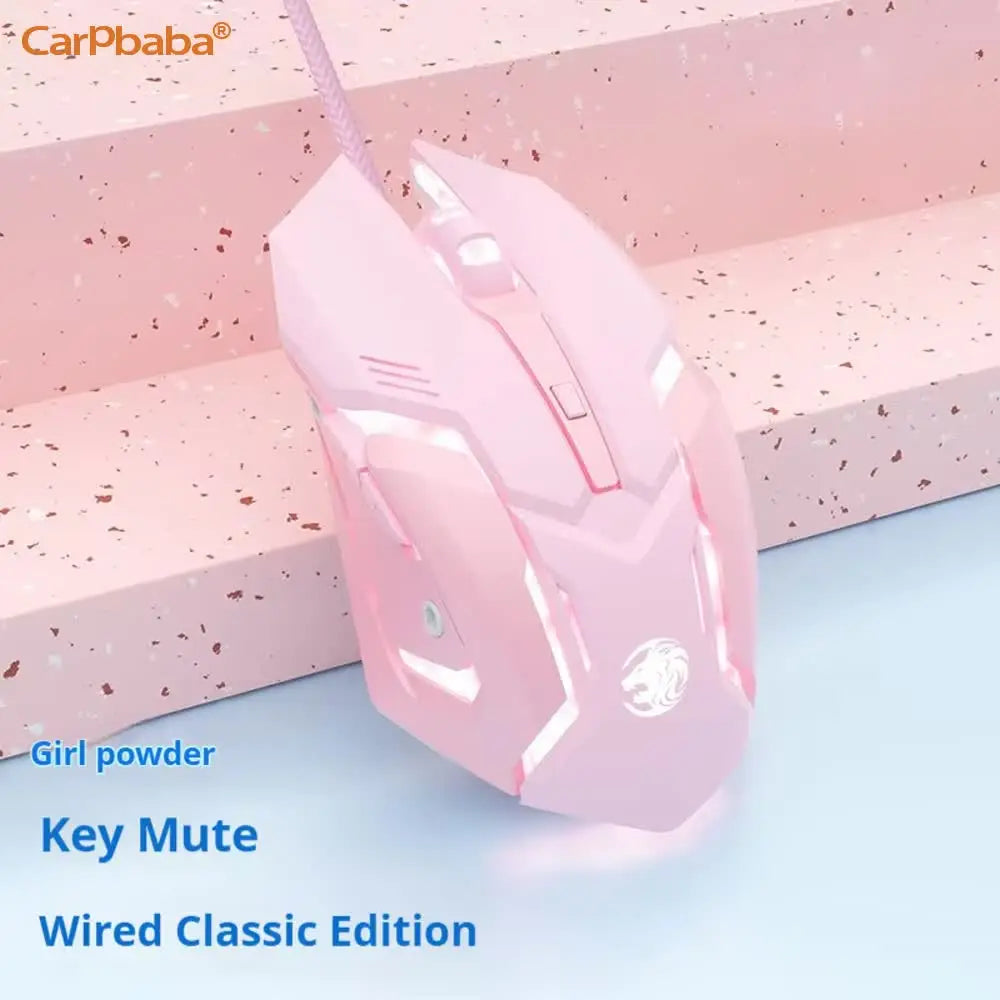 Wired Game Mouse Mute Pink Mechanical E-sports Girl Lovely Art Portable Office Household For MacBook Laptop PC Gamer