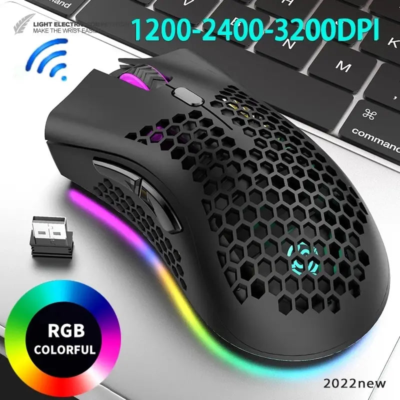 Rechargeable USB 2.4G Wireless RGB Light Honeycomb Gaming Mouse Desktop PC Computers Notebook Laptop Mice Mause Gamer Cute