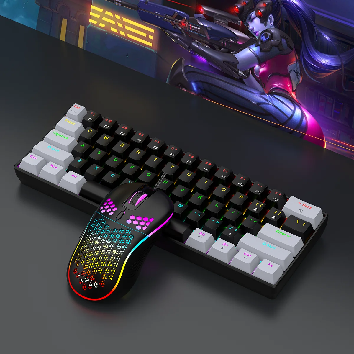 Keyboard RGB Ultra Compact Mini for PC/Mac Gamers And Typists Easy Travel Design
