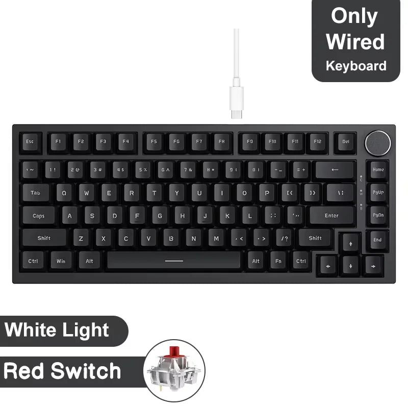 Pro Gaming Mechanical Keyboard Bluetooth 5.1/Wireless/C-Wired Customized Keyboard with Knob Hot Swapping Gasket