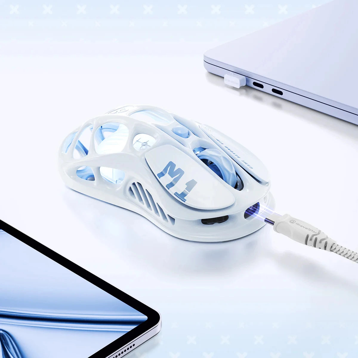 Pro Special Edition - Ice Blue Wireless Gaming mouse mice  26,000 DPI, 650 IPS acceleration Bluetooth mice