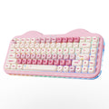 Pink Wireless Mechanical Keyboard, 75% Creamy Hot Swap RGB Keyboard, Gasket Mount Cute Cake Design for Win/Mac/Gaming