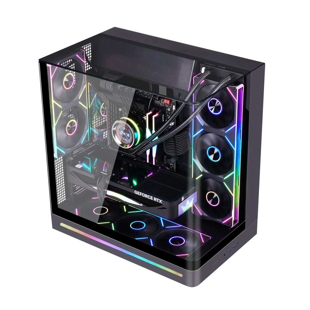 Sub-panel version all-in-one curved glass sea-view computer case 9.16-inch sub-panel ARGB lighting strip