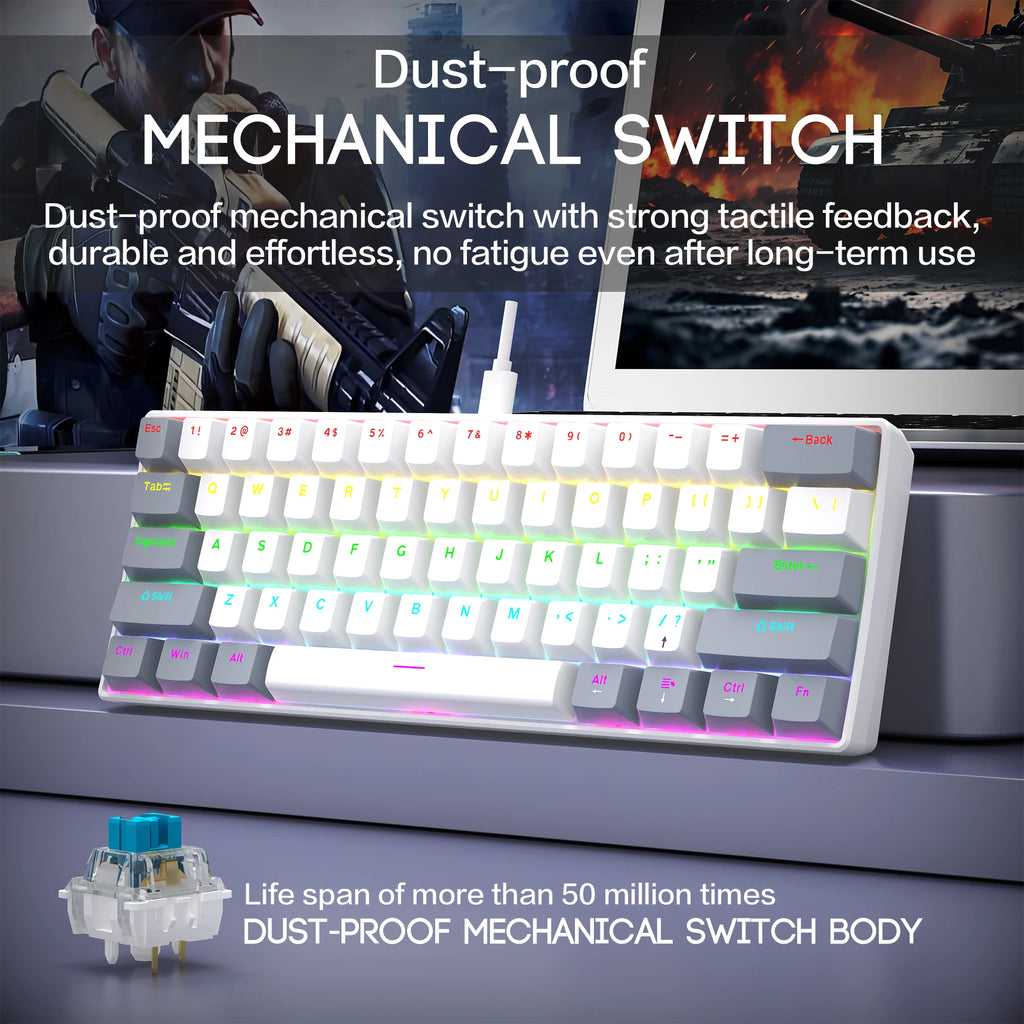 Keyboard RGB Ultra Compact Mini for PC/Mac Gamers And Typists Easy Travel Design