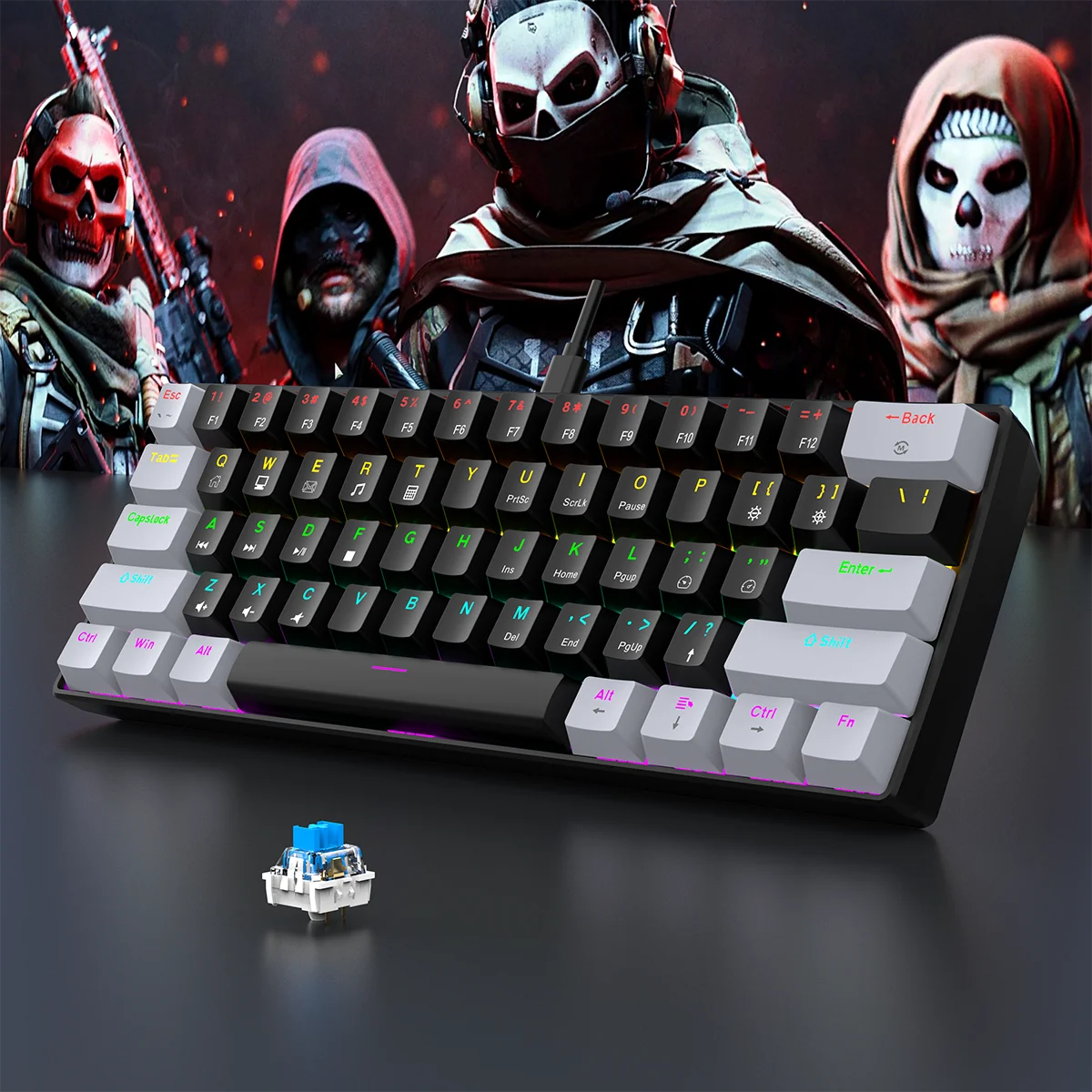 Keyboard RGB Ultra Compact Mini for PC/Mac Gamers And Typists Easy Travel Design