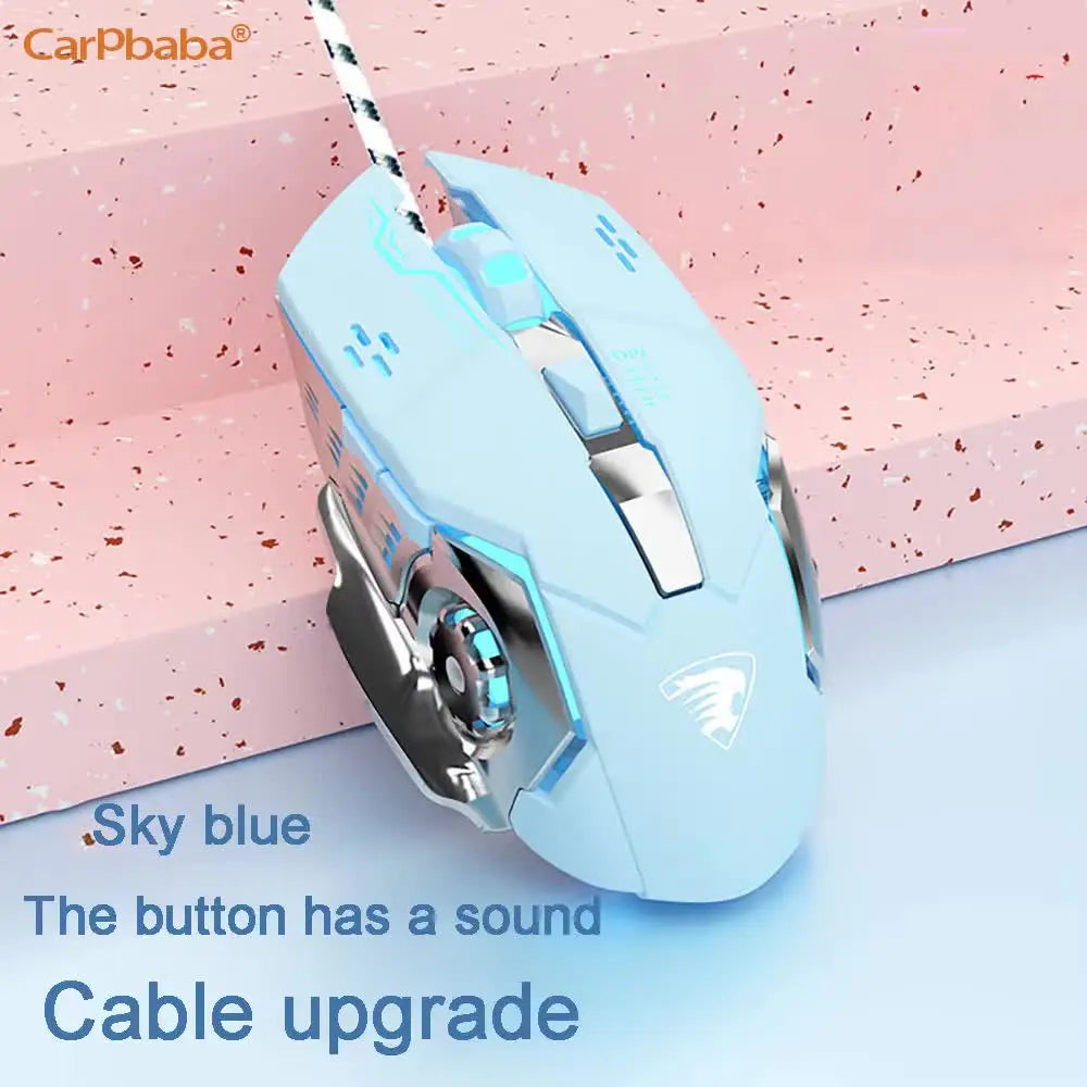 Wired Game Mouse Mute Pink Mechanical E-sports Girl Lovely Art Portable Office Household For MacBook Laptop PC Gamer