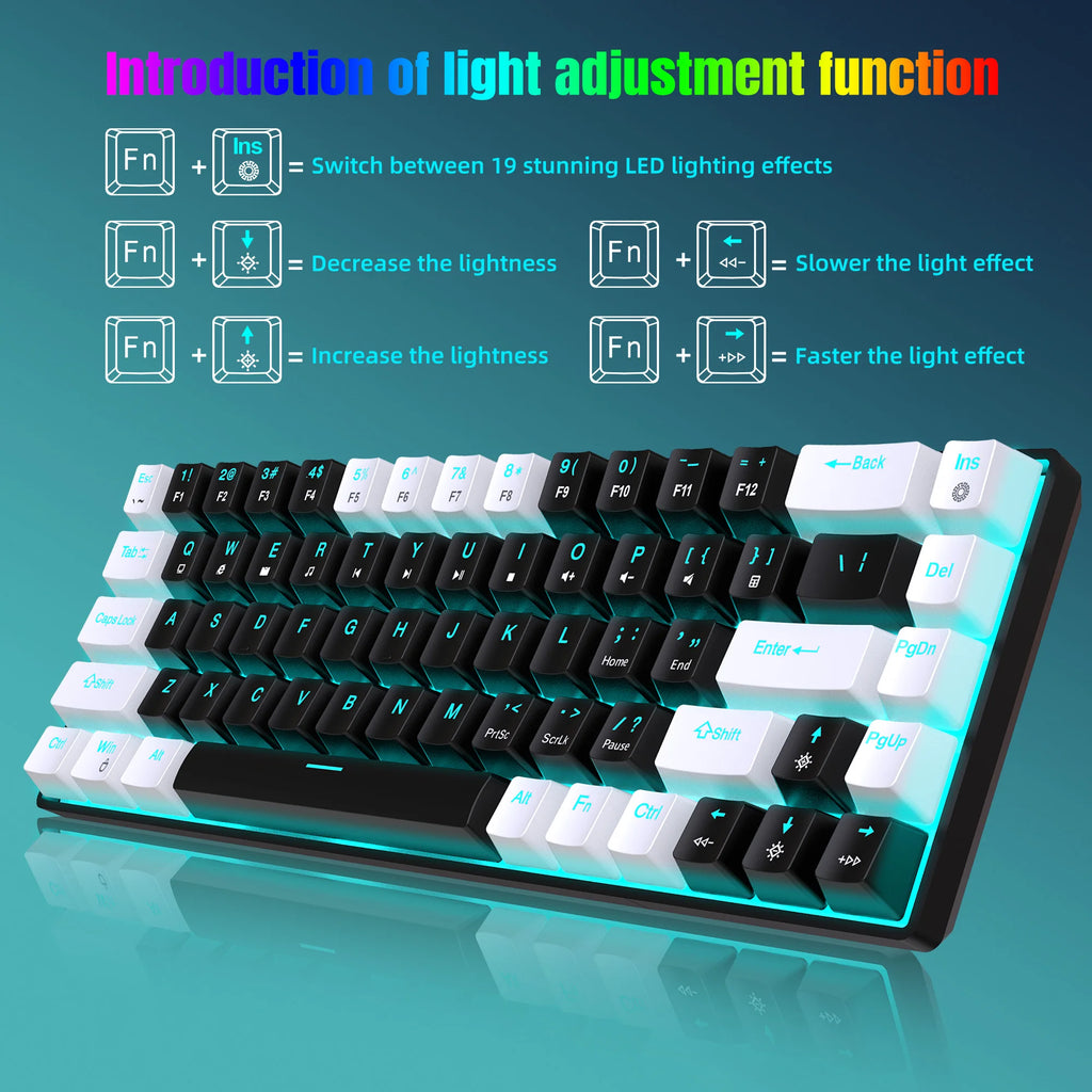 RGB Backlit LED Hot Swappable Blue Switch Gaming Keyboard for PC Laptop Office