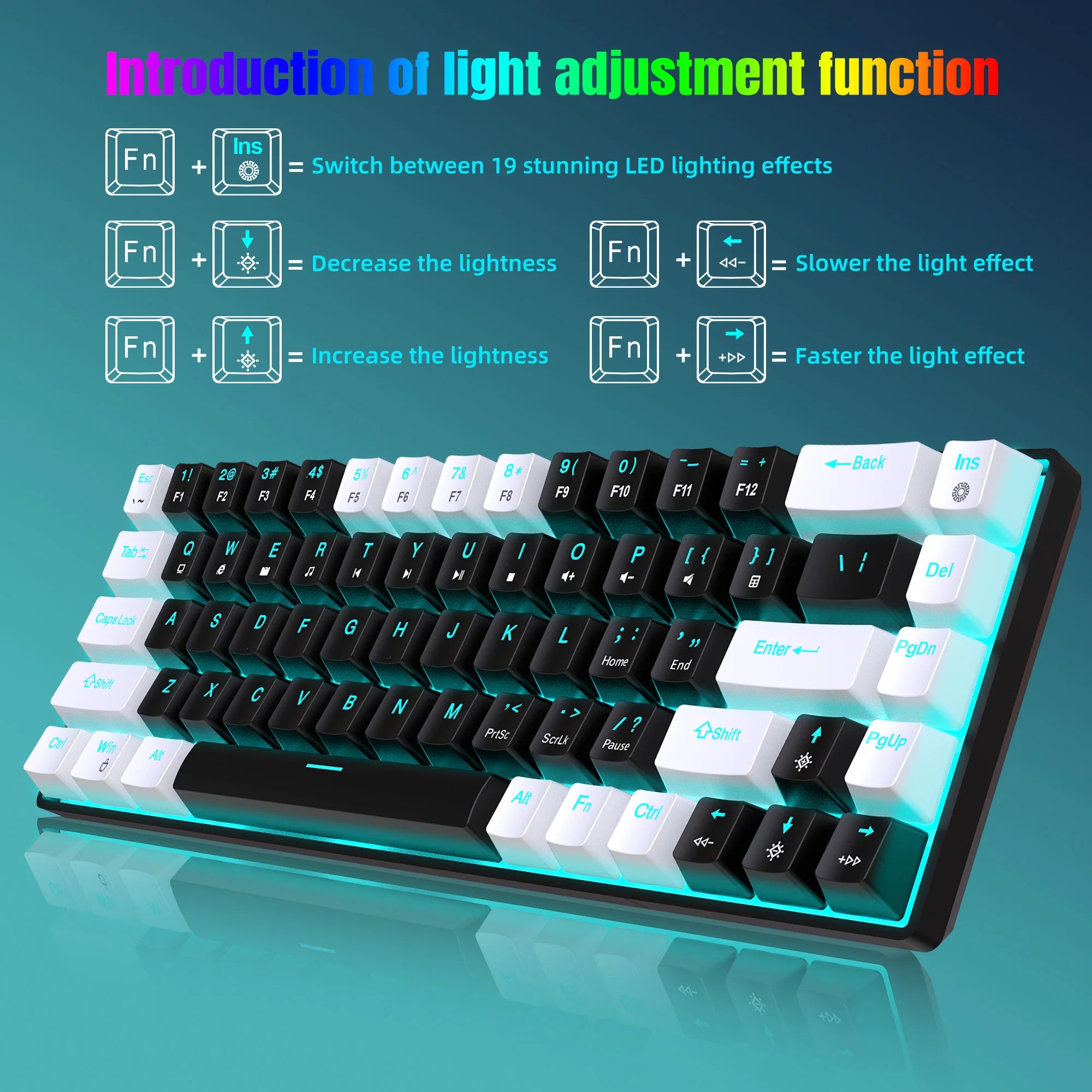 RGB Backlit LED Hot Swappable Blue Switch Gaming Keyboard for PC Laptop Office