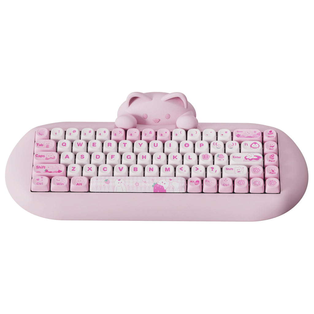 Wireless Gaming Keyboard, Hi-Fi Cute Cat Custom RGB Mechanical Keyboard, Silicone 65% Hot Swap Ergonomic Kitty Keeb
