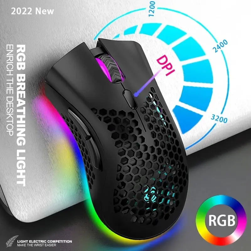Rechargeable USB 2.4G Wireless RGB Light Honeycomb Gaming Mouse Desktop PC Computers Notebook Laptop Mice Mause Gamer Cute