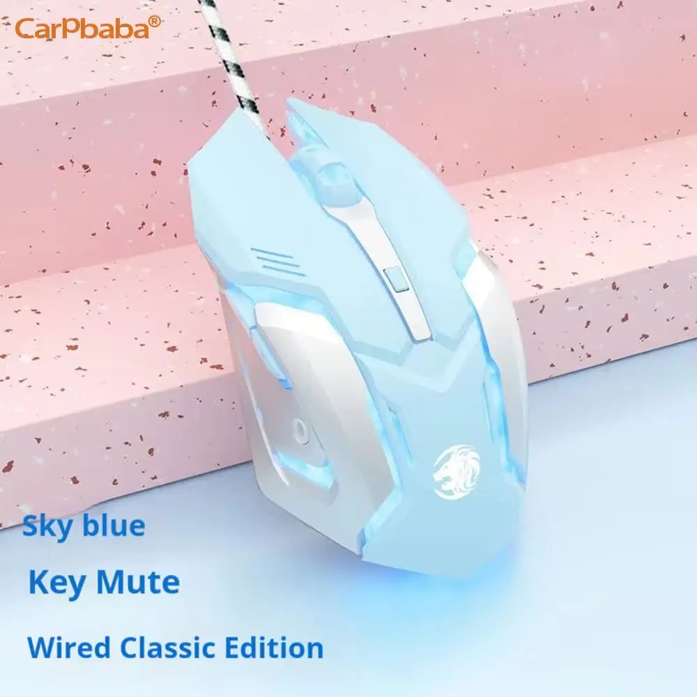 Wired Game Mouse Mute Pink Mechanical E-sports Girl Lovely Art Portable Office Household For MacBook Laptop PC Gamer