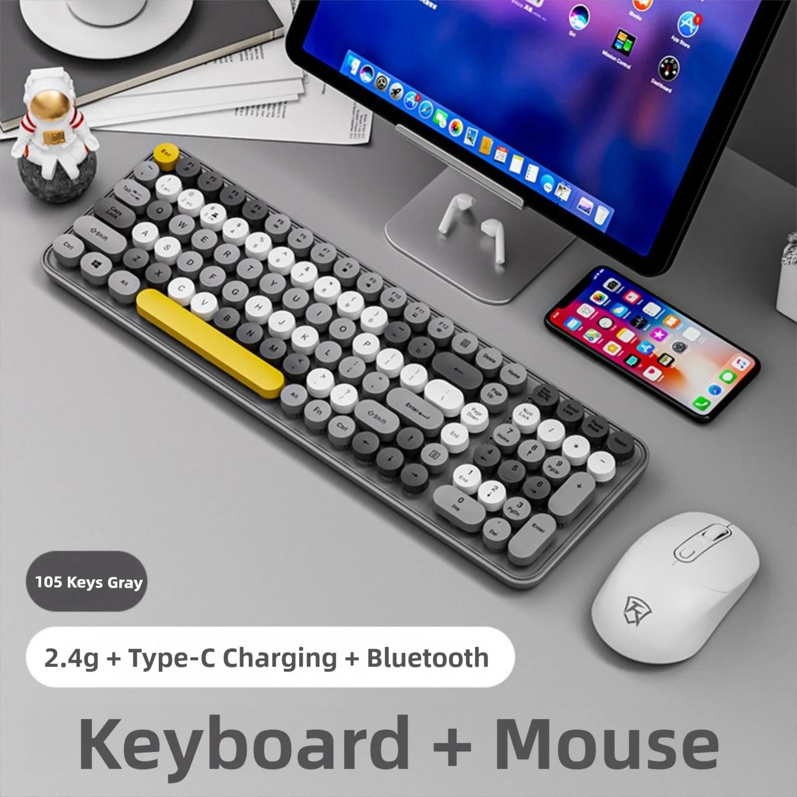 2.4G Wireless Keyboard  Mouse Rechargeable Wireless Bluetooth Keyboard Mouse Silent Laptop Desktop Universal Portable 85/105Key