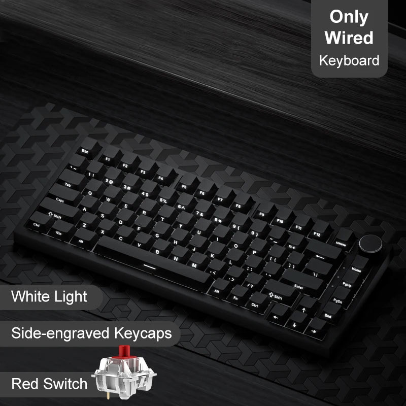 Pro Gaming Mechanical Keyboard Bluetooth 5.1/Wireless/C-Wired Customized Keyboard with Knob Hot Swapping Gasket