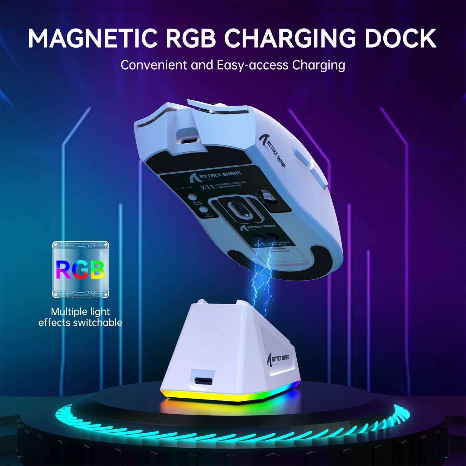 11 Lightweight Wireless Gaming Mouse with RGB Backlight Charging, Up to 22K DPI, PAW3311 Optical Sensor, HUYU Swit