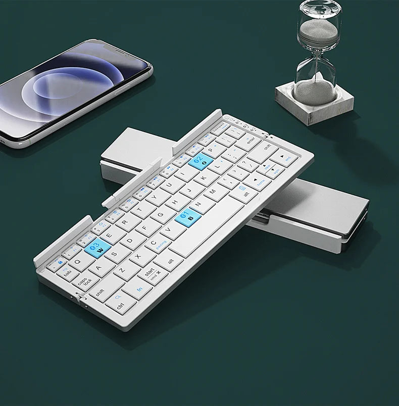 Mini Folding Bluetooth Keyboard Wireless Keypad Support3 Devices With Stand Rechargeable Foldable Keyboard for Phone Tablet