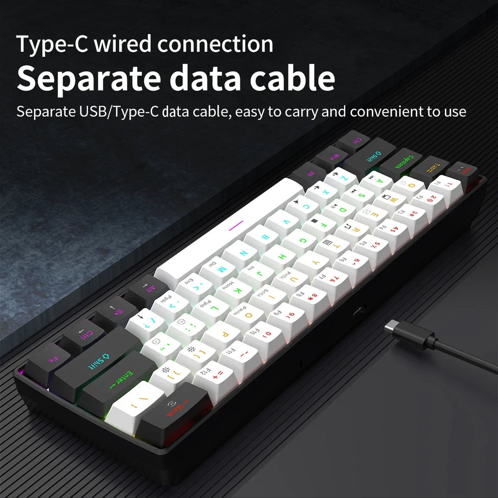 Keyboard RGB Ultra Compact Mini for PC/Mac Gamers And Typists Easy Travel Design