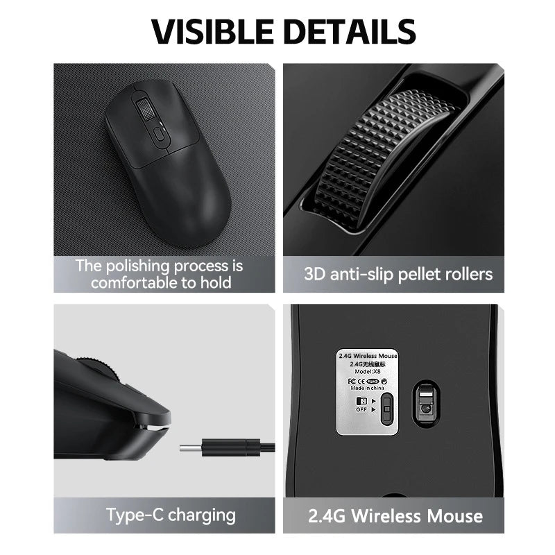 Wireless Gaming Mouse 500mAh TYPE-C Rechargeable Office Mouse Suitable for Laptop Desktop Computers