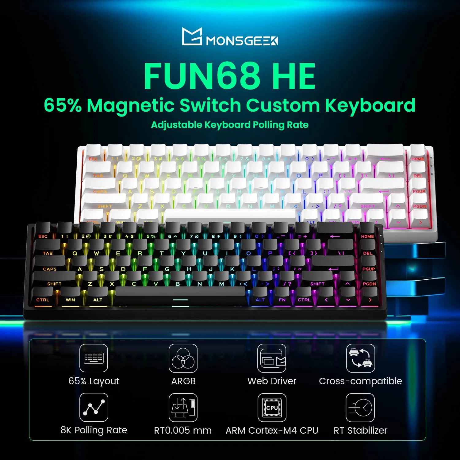 HE Magnetic Keyboard 60% 65% Gaming Keyboards Rapid Trigger 8K Custom Keyboard Gamer Esports