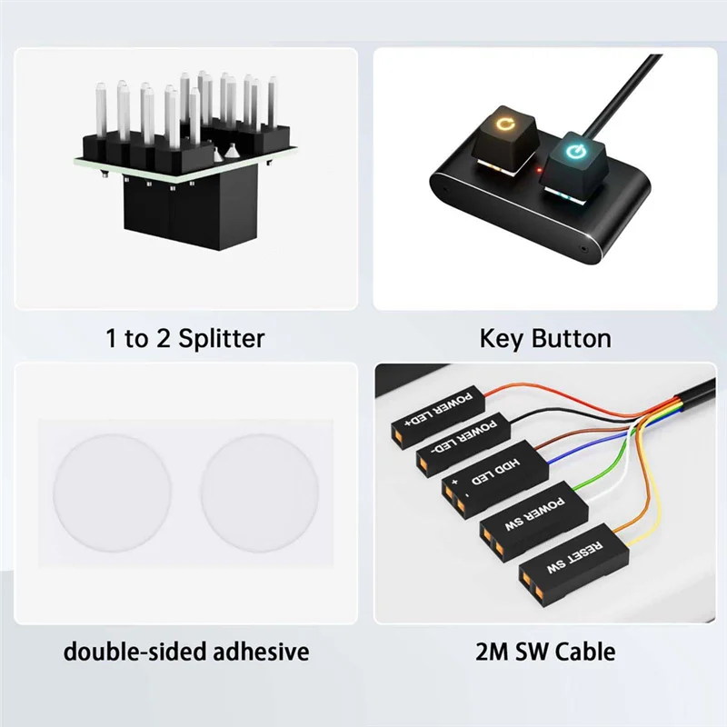 Extension Cable For PC Motherboard Desktop Computer Power Switch External Start Power On/Off Button With Adapter