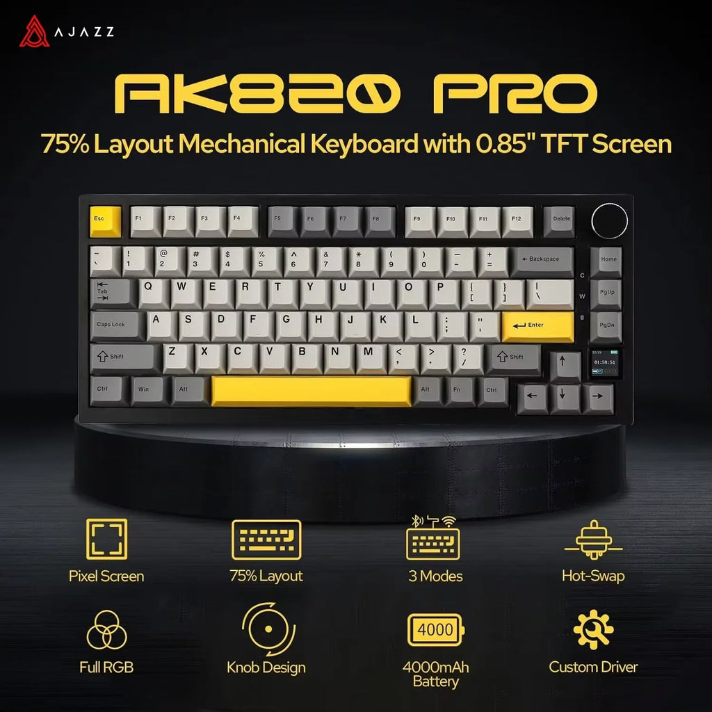 Pro Gaming Mechanical Keyboard Bluetooth 5.1/Wireless/C-Wired Customized Keyboard with Knob Hot Swapping Gasket