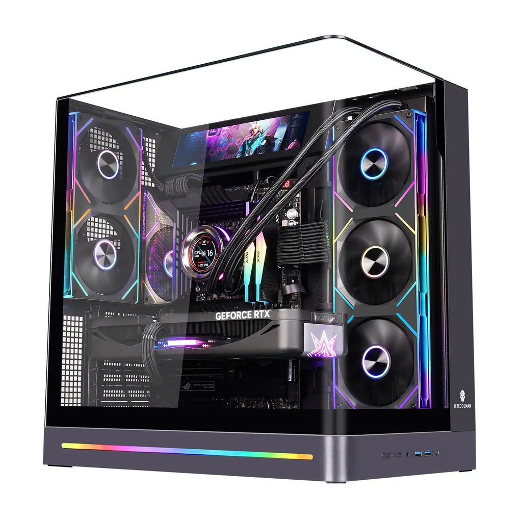 Sub-panel version all-in-one curved glass sea-view computer case 9.16-inch sub-panel ARGB lighting strip
