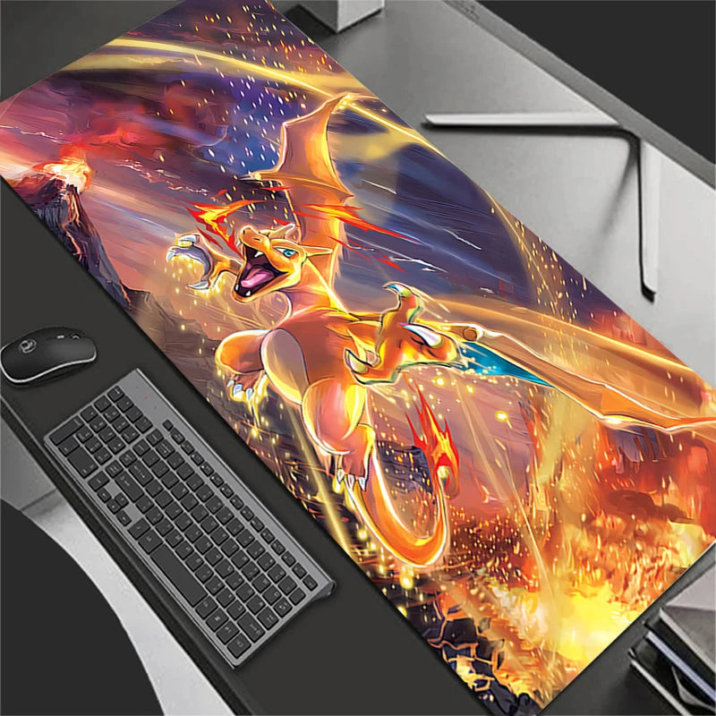 Mouse Pad Anime Gaming Accessories Large Carpet Gamer PC Computer Office Laptop Keyboard Desk Mat P-Pokemons Charizard Mausepad