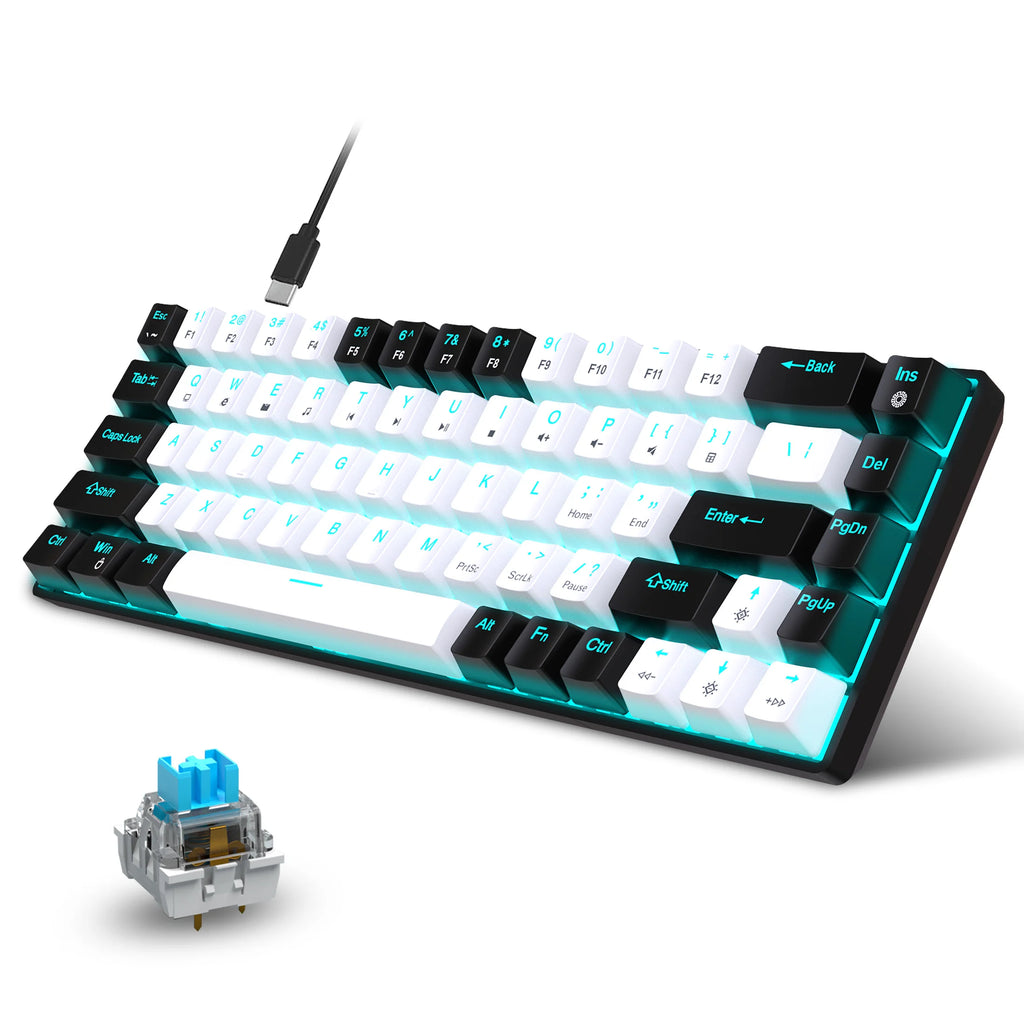 RGB Backlit LED Hot Swappable Blue Switch Gaming Keyboard for PC Laptop Office