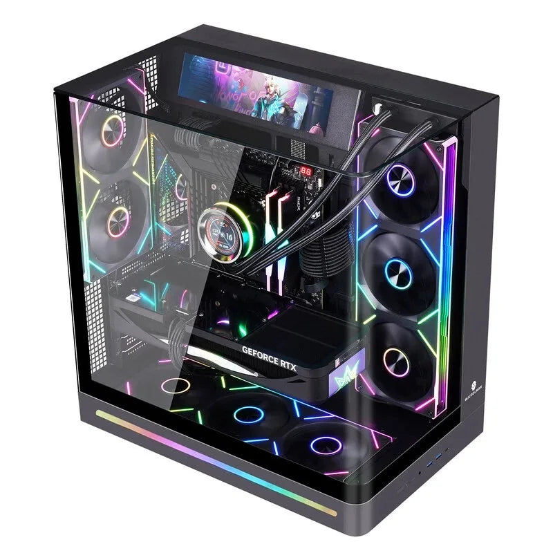 Sub-panel version all-in-one curved glass sea-view computer case 9.16-inch sub-panel ARGB lighting strip