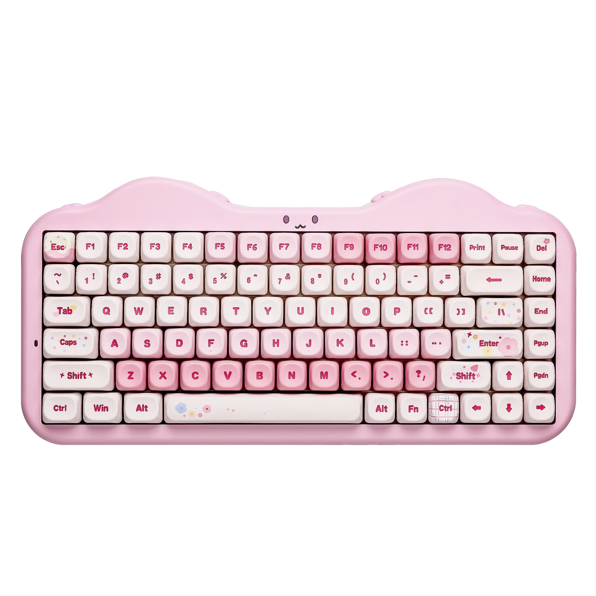 Pink Wireless Mechanical Keyboard, 75% Creamy Hot Swap RGB Keyboard, Gasket Mount Cute Cake Design for Win/Mac/Gaming